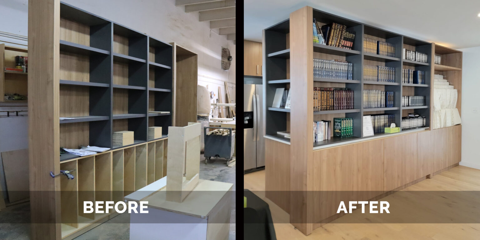 bookshelf before and after